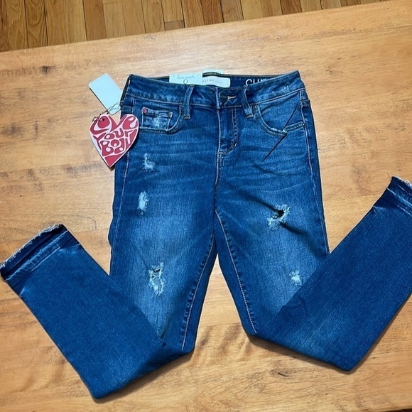 Slink Jeans Distressed Raw Ankle Skinny Jeans - Picture 7 of 10